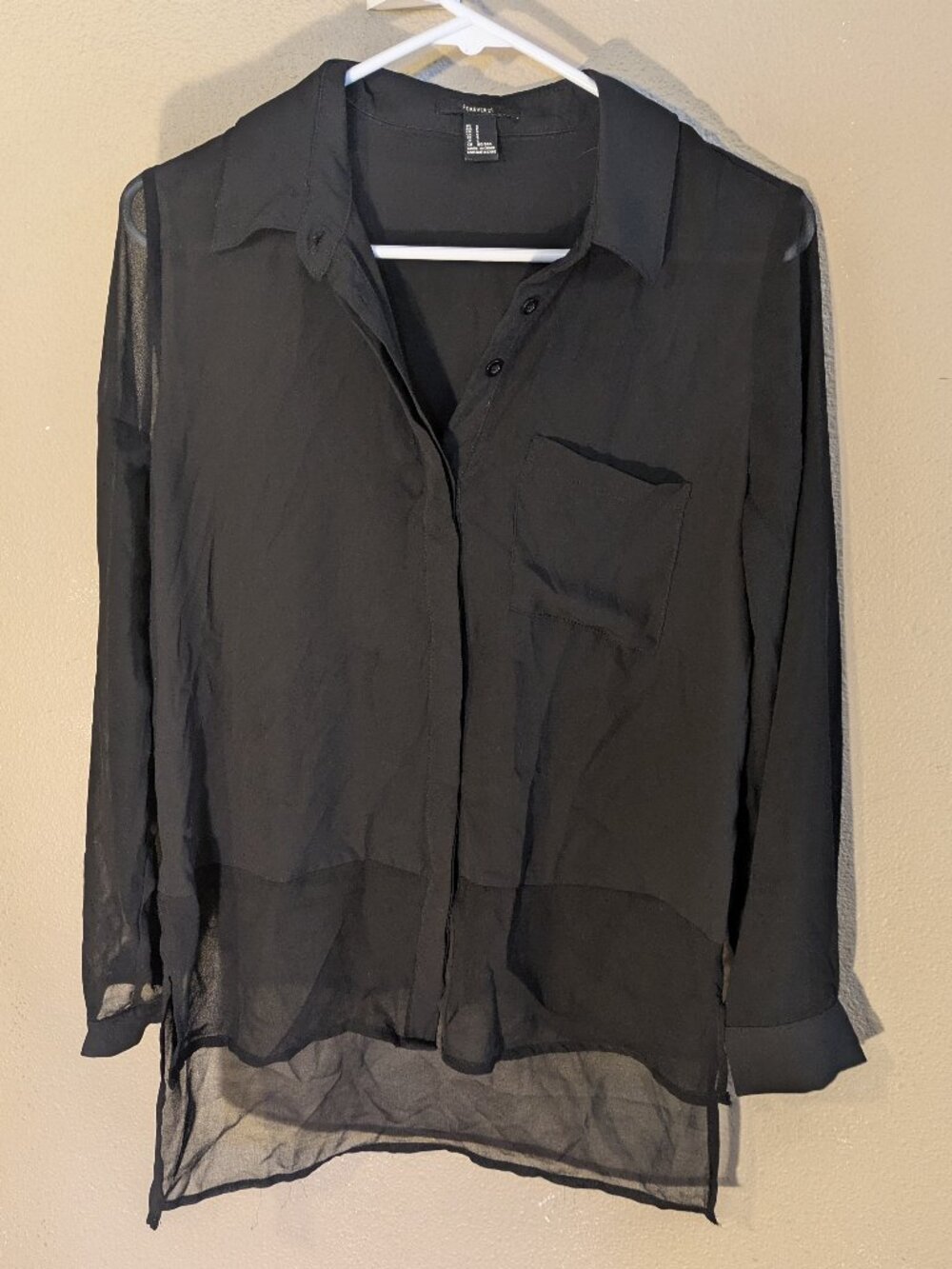 Forever 21 Black blouse with sheer sleeves